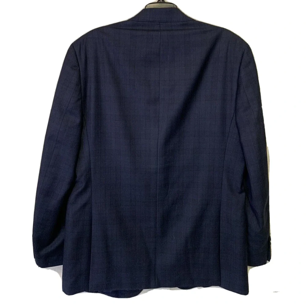 ItalUomo Mens Sports Coat Size 42L Guiseppe Navy Plaid Wool Office Academia